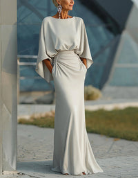Evelyn Cape-Sleeve Maxi Dress