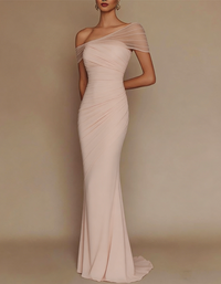Josephine One-Shoulder Pleated Mermaid Gown