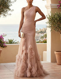 Charlotte One-Shoulder Floral Fishtail Gown