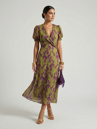 Virel Floral Wrap-Style Midi Dress