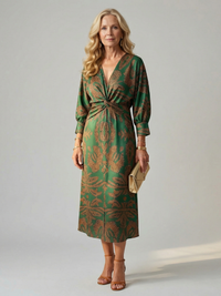 Lune Long-Sleeve Wrap Midi Dress