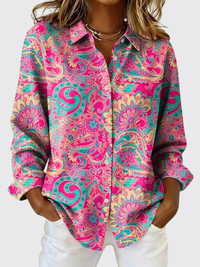 Joelle | Paisley Print Button-Up Blouse