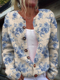 Daisley | Blue Floral Button-Front Cardigan