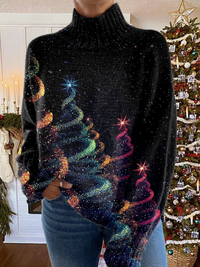 Livia - Glitter Christmas Tree Turtleneck