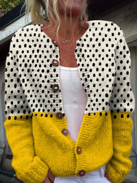 Mallory | Polka Dot Color-Block Cardigan