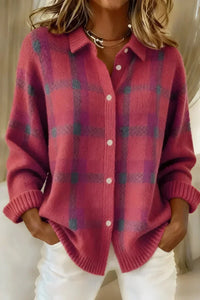 Ashlyn | Classic Collared Plaid Cardigan