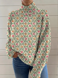 Cloe - Romantic Floral Turtleneck