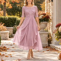Cassandra | Lace Bodice Draped Midi Dress
