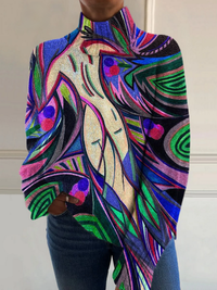 Evelyn - Retro Abstract Turtleneck