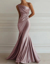 Rosalind One-Shoulder Satin Mermaid Gown