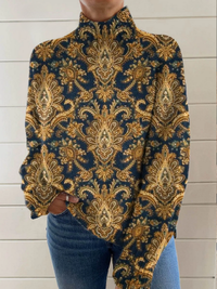 Scarlet - Vintage Floral Art Turtleneck