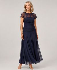 Lauren Round-Neck Chiffon Dress