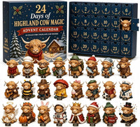 Highland Cow Countdown Calendar — 24 Collectible Farmhouse Figures