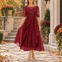 Mabel | Lace Bodice Draped Midi Dress