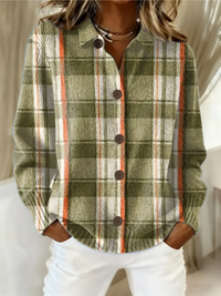Hazelle | Olive Plaid Button Cardigan