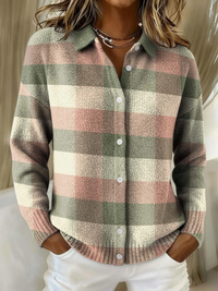 Gracelyn | Pastel Plaid Knit Cardigan