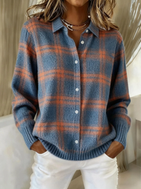 Zaria | Warm Blue Check Cardigan