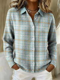 Clarice | Sky Plaid Button Cardigan