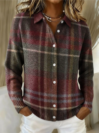 Elinor | Classic Plaid Knit Cardigan