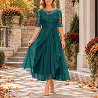 Michelle | Lace Bodice Draped Midi Dress