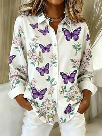 Dahlia Butterfly Print Blouse