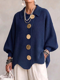 Elvira | Oversized Collared Cardigan with Gold Buttons