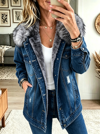 The Winslow Faux Fur Collar Denim Jacket