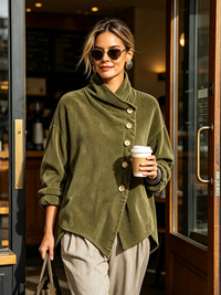 Sylvia | Oversized Jacket with Wraparound Collar and Buttons