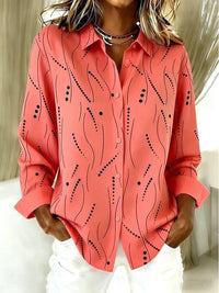 Priscilla Coral Wave Print Blouse