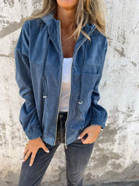 Lauren Ribbed Zip-Up Hooded Jacket