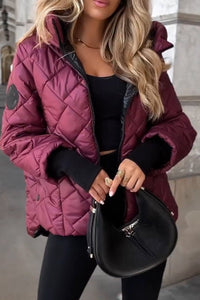 Marina Diamond Quilted Hooded Zip-Up Jacket