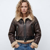 Verena Cropped Aviator Bomber Jacket