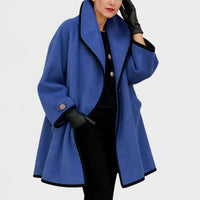 Flora Oversized Contrast-Trim Coat
